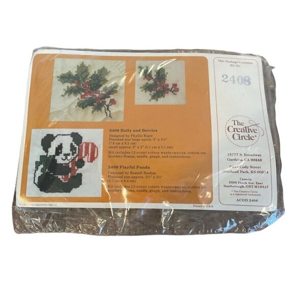 The Creative Circle Cross Stitch #2408 #2408 Holly And Berries, Playful Panda - Picture 1 of 7